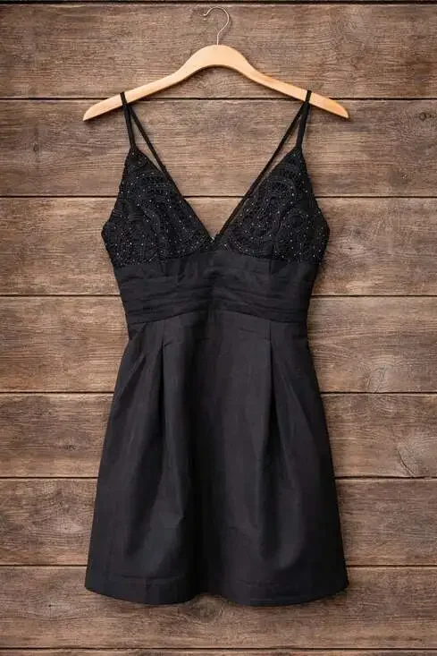 NWT Free People We Go Together Beaded Mini Dress in Black Size 10 - Picture 2 of 9